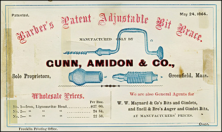 1865 Gunn and Amidon business card