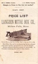 Langdon Mitre Box Company, 1887 price list