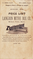 Langdon Mitre Box Company, 1890 price list