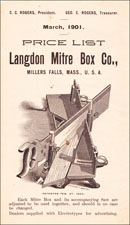 Langdon Mitre Box company, 1901 price list