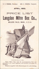 Langdon Mitre Box company, 1903 price list