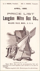 Langdon Mitre Box company, 1905 price list