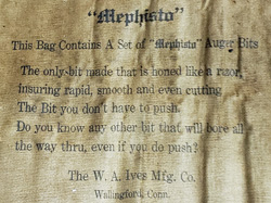 Inside flap of later laminated leatherette/canvas Mephisto bit roll