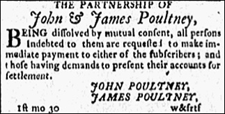 J & J Poultney dissolution notice