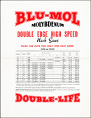 Blu-Mol Double Life High Speed Molybdenum Hack Saws prices and sizes circular