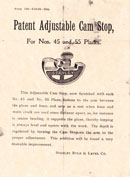 Stanley Rule and Level Company cam stop instructions, 1904